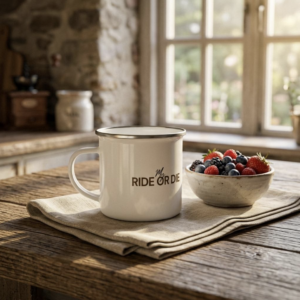 White 12oz Enamel Mug - My ride or die